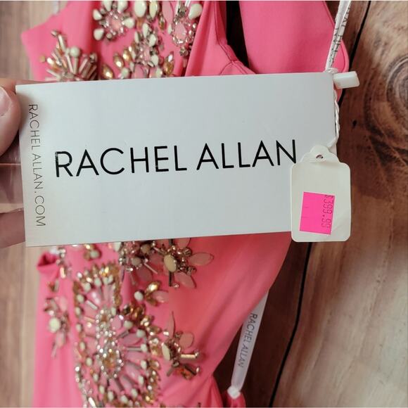 NWT Rachel Allan Hot Pink Halter Gown, Style # 7108, Sz 4 - Picture 6 of 11